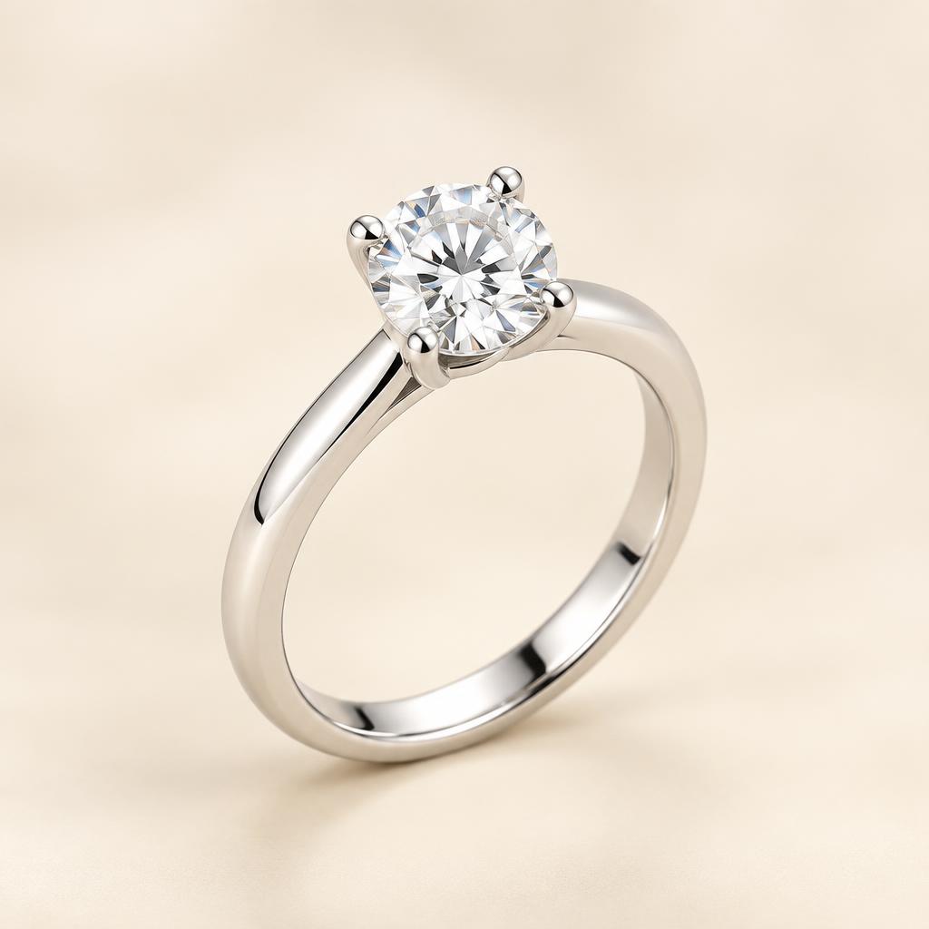 Silver round solitaire ring design preview