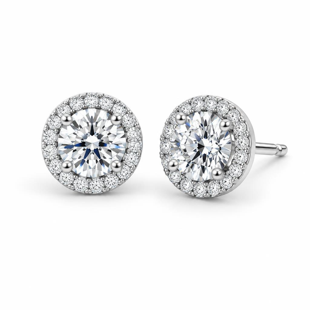 Round Single Halo studs